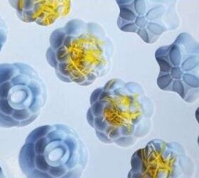 She places dandelion petals into a silicon mold for this totally unexpected gift idea
