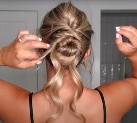 wedding guest hairstyle, Creating a wedding guest hairstyle twisted low bun