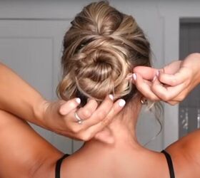 wedding guest hairstyle, Creating a wedding guest hairstyle twisted low bun