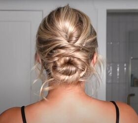 wedding guest hairstyle, Wedding guest hairstyle twisted low bun