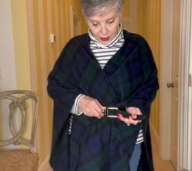 Belt your poncho like this and it suddenly looks sleek and tailored