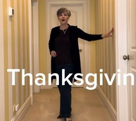 Layer a black coatigan over denim for a stylish but cozy Thanksgiving outfit