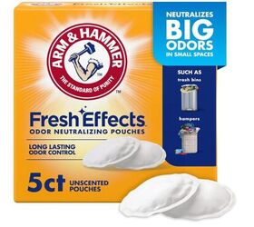 how to keep the inside of your handbag smelling fresh, Arm Hammer Fresh Effects Odor Neutralizing Baking Soda Pouches image via Amazon