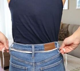 how to make loose jeans fit, This no belt jeans hack fixes stretched out waistbands in seconds