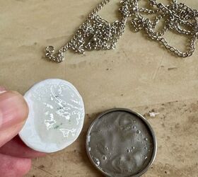 how to create a pendant necklace from old crockery, Glue into bezel
