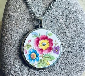how to create a pendant necklace from old crockery, Vintage ceramic pendant
