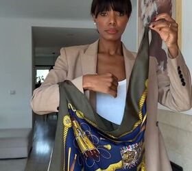 scarf hack for an oversized blazer, Scarf hack for an oversized blazer