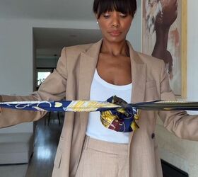 scarf hack for an oversized blazer, Scarf hack for an oversized blazer