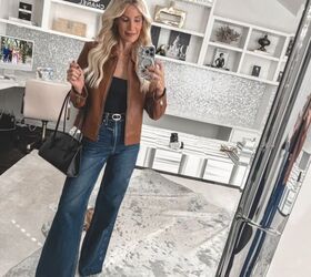 Wide-leg jeans look better when you balance the top