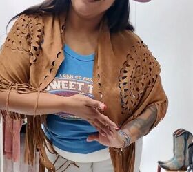 She draped her grandma’s shawl over her shoulders and the whole outfit changed