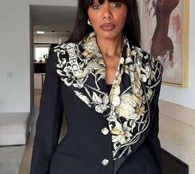 Creative Way to Style a Silk Scarf With a Blazer