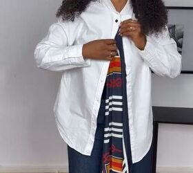 What happens when you button a scarf into your shirt and pull it down