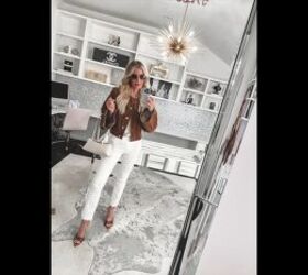 how to wear white jeans style do s and don ts for women over 40, Modern heels and statement jacket
