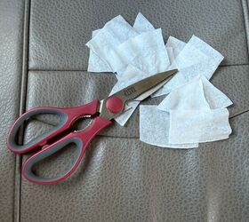 She cuts up a coffee filter and then presses it on her skin, so clever!