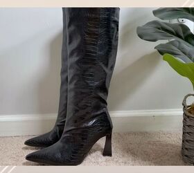 perfect sunday outfits 5 chic and modest dresses for church, Croc embossed knee high boots