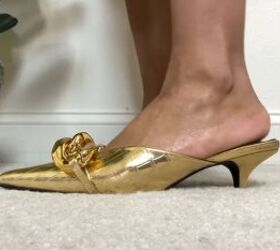 perfect sunday outfits 5 chic and modest dresses for church, Gold pointed toe mules