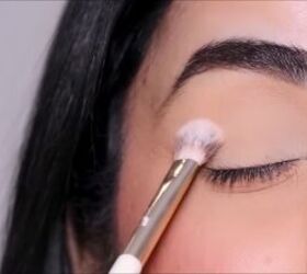 the only true no makeup makeup look for hooded eyes, Lightly set lid base to prevent creasing