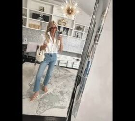 how to look younger in denim the ultimate guide for fashion over 40, You can never go wrong with a classic button down top