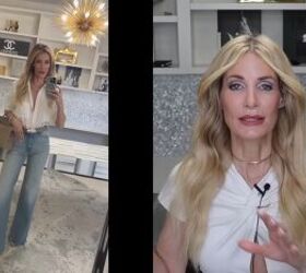 how to look younger in denim the ultimate guide for fashion over 40, These wide leg jeans also look great with classic button down top