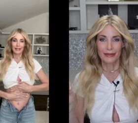 how to look younger in denim the ultimate guide for fashion over 40, Trick to determine if you should go mid or high waisted with denim rise