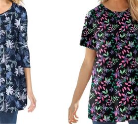 Avoid floral tops and tunic-style shirts