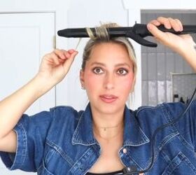 simple knot bun tutorial for a cute easy updo hairstyle, Curling the front sections optional