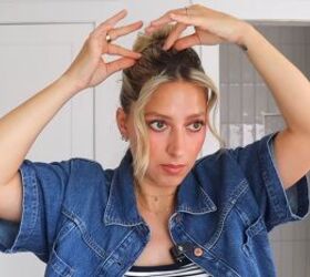 simple knot bun tutorial for a cute easy updo hairstyle, Adding slight volume at crown