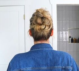 simple knot bun tutorial for a cute easy updo hairstyle, Cute easy updo hairstyle