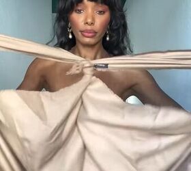 She ties one knot in the scarf — and suddenly it becomes a long vest