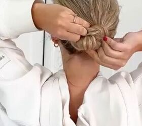 Why she keeps pulling her bun through the same loop