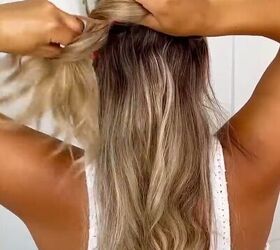 Split your hair into two sections like this