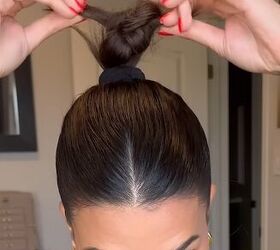 this sleek hairstyle takes only a few minutes