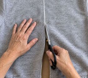 The old-sweatshirt cut that starts at the hem and stops at the collar