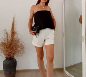 One satin midi skirt, 3 outfits: a dress, a strapless top and a one-shoulder top
