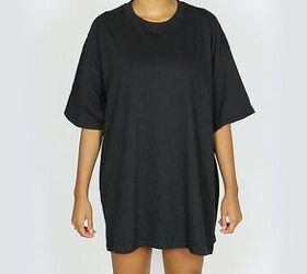 Do this to turn a big black t-shirt into a fun & flirty outfit in minutes