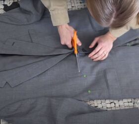 She cut a thrifted blazer in half for this crazy cool transformation