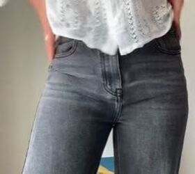 She cuts the seam in her jeans to make this unexpected and EASY idea