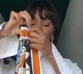 She folds her silk scarf like an accordion for this breathtaking idea