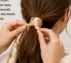 A silk scarf makes a basic ponytail look completely different