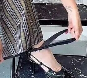 Thread a ribbon through your slingback strap like this