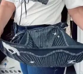 She threads a bandana through her belt loops, then ties it into this