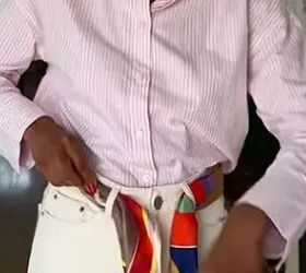 Fold your silk scarf into a thin strip, then tie it on where a belt would go