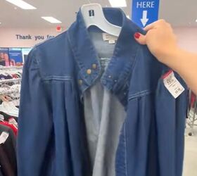 She grabbed an old bedsheet and gave a thrifted jean jacket a second life
